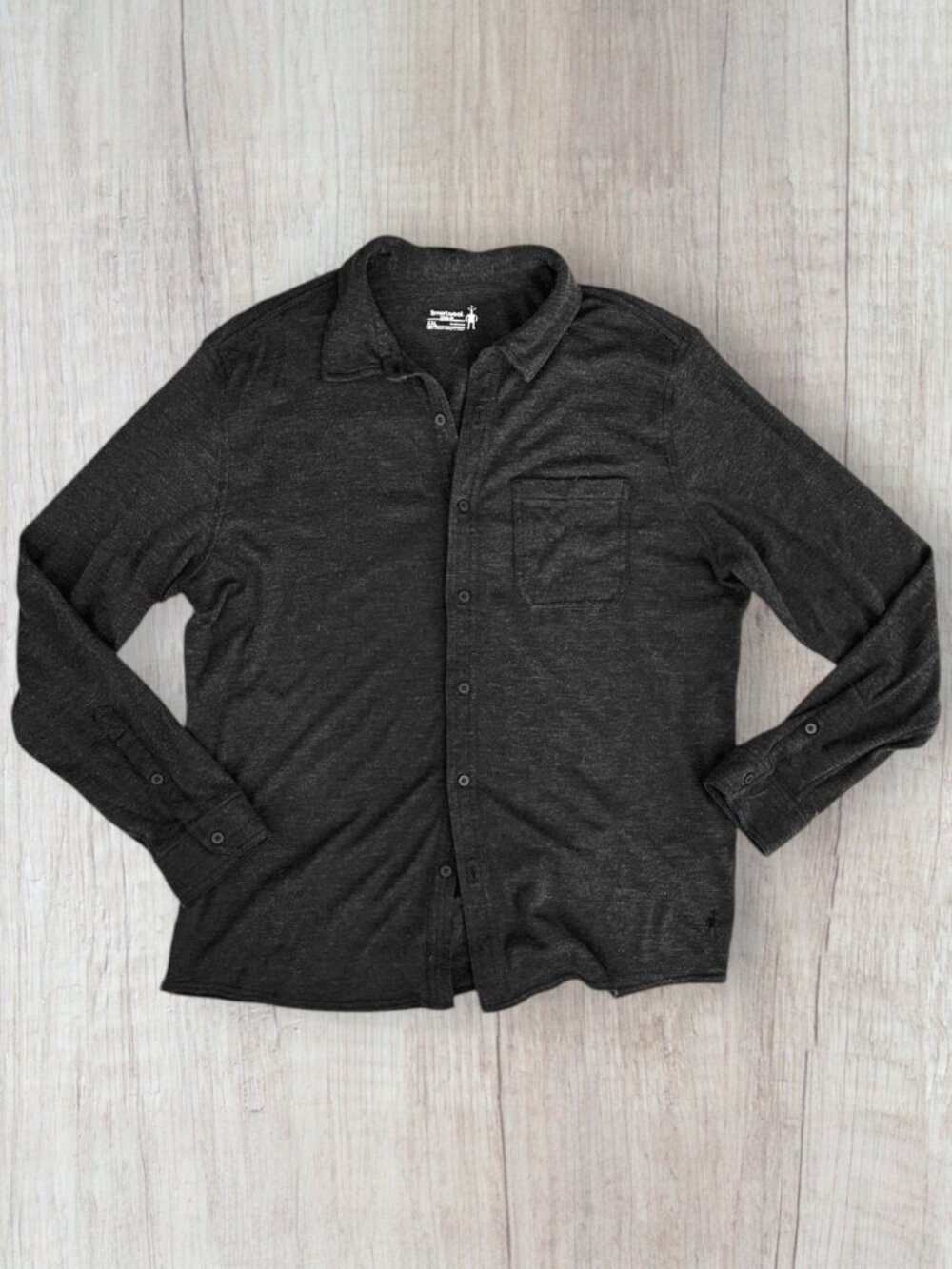 Smartwool Merino 250 Men's XXL Button Up Shirt Charcoal Gray Wool *Flaws